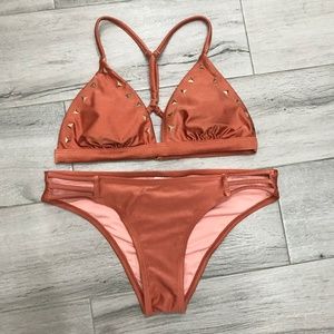 Studded Rusty Pink Cheeky Bikini